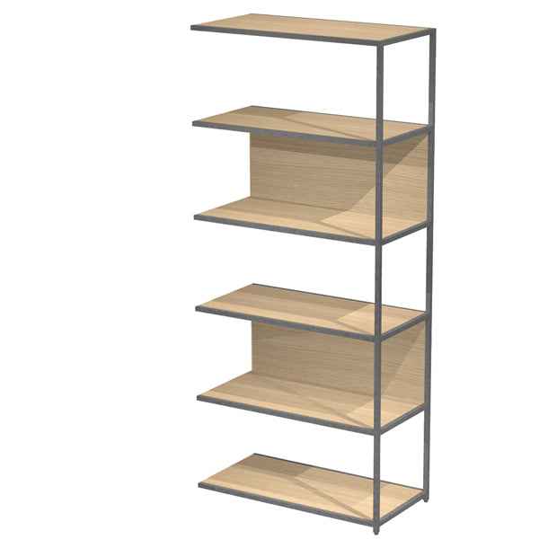 Modulo aggiuntivo per libreria Modular - 90 x 44 x 200 cm - struttura metal antracite - rovere