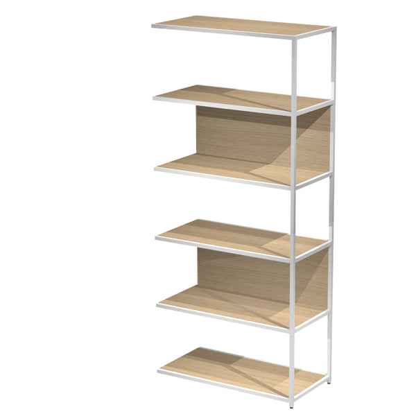 Modulo aggiuntivo per libreria Modular - 90 x 44 x 200 cm - struttura metal bianco - rovere