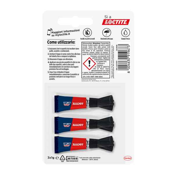 Colla Super Attak - 1 gr - trasparente - Loctite - conf. 3 pezzi