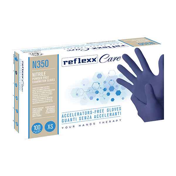 Guanti nitrile ipoallergenici N350 - senza acceleranti - taglia XS - blu - Reflexx - conf. 100 pezzi