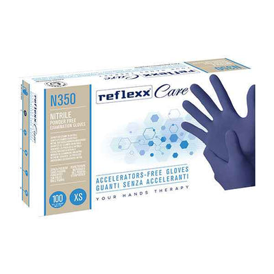 Guanti nitrile ipoallergenici N350 - senza acceleranti - taglia XS - blu - Reflexx - conf. 100 pezzi