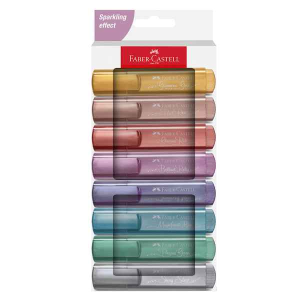 Evidenziatore Textliner 46 - punta a scalpello - colori assortiti metallic - Faber-Castell - astuccio 8 colori