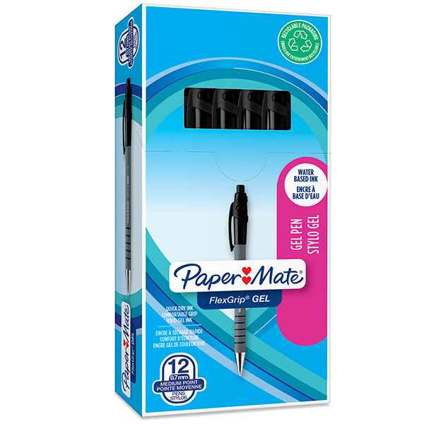 Penna a sfera a scatto Flexgrip Gel - punta 0,7 mm - nero - Papermate