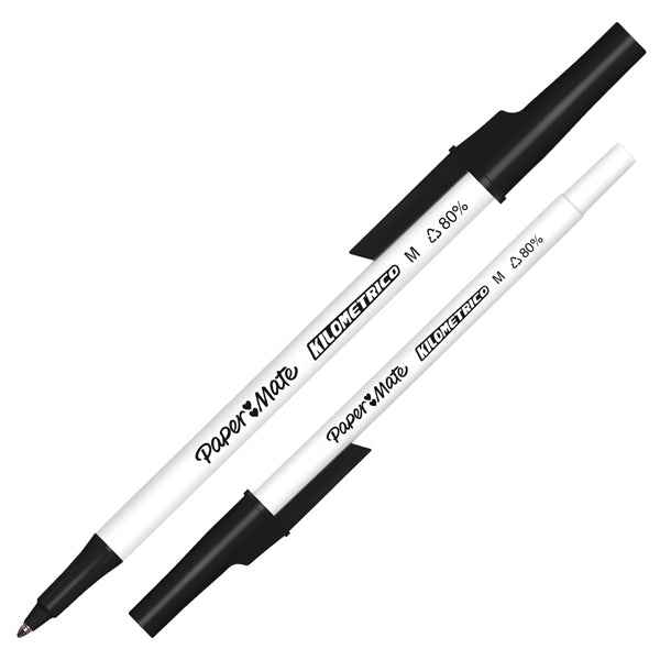 Penna sfera - cappuccio - Kilometrico Recycled - punta 1,0 mm - nero - Papermate