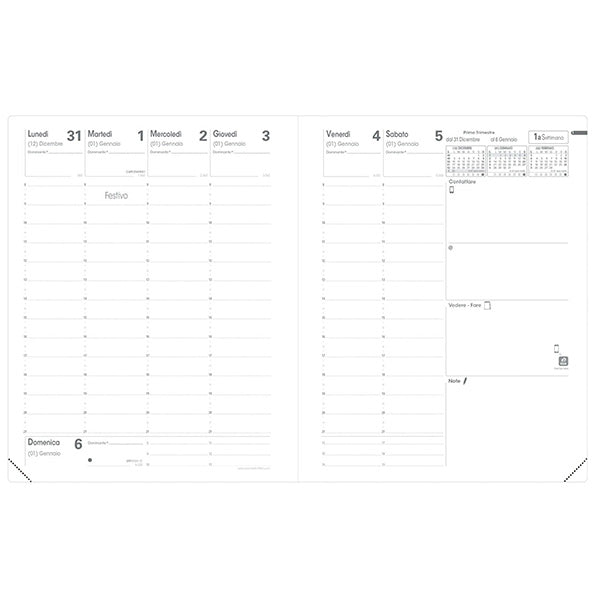 Agenda settimanale Presidente Marlow 2027 - 21 x 27 cm - blu notte - Quo Vadis