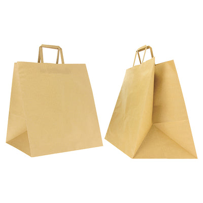 Shoppers Flat Maxi Plus - maniglie piattina - 40 x 35 x 35 cm - carta kraft - avana - Mainetti Bags - conf. 100 pezzi i