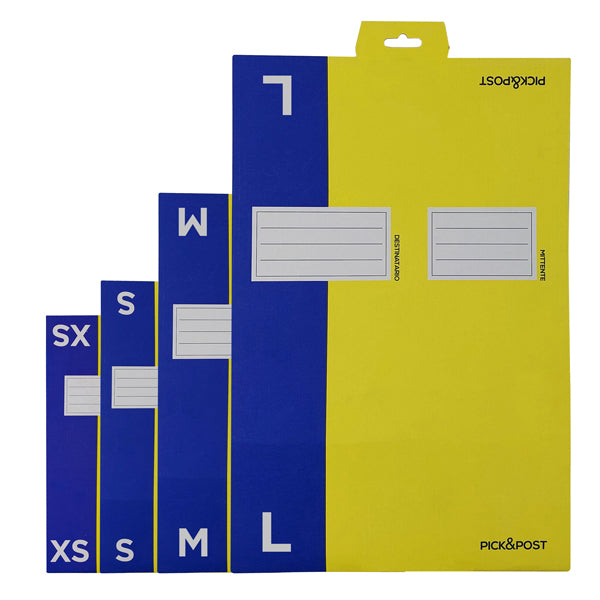 Scatola automontante per ecommerce PICK&Post - M - 36 x 24 x 12 cm - giallo/blu - Blasetti