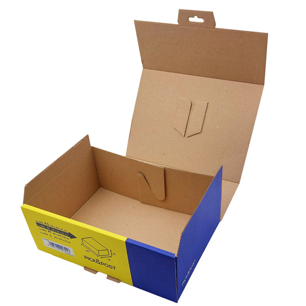 Scatola automontante per ecommerce PICK&Post - M - 36 x 24 x 12 cm - giallo/blu - Blasetti