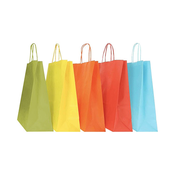 Shopper Twisted - maniglie cordino - 22 x 10 x 29 cm - carta biokraft - colori assortiti primavera/estate - Mainetti Bags - conf. 25 pezzi