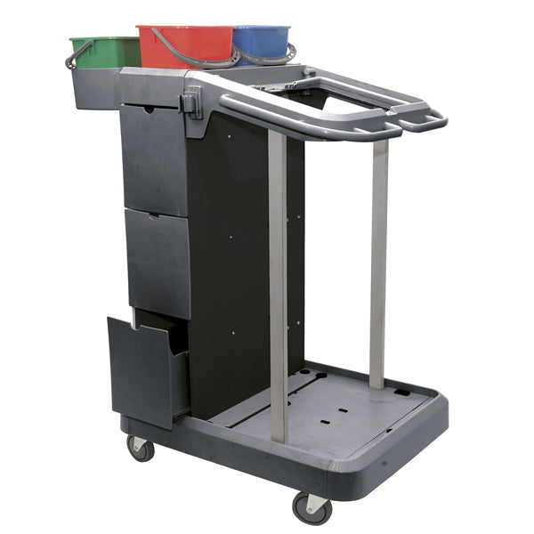 Carrello per pulizie UNI-J 11 - multifunzione - con  mobiletto 3 cassetti - 24 L - 75 x 60 x 118 cm - Taxon