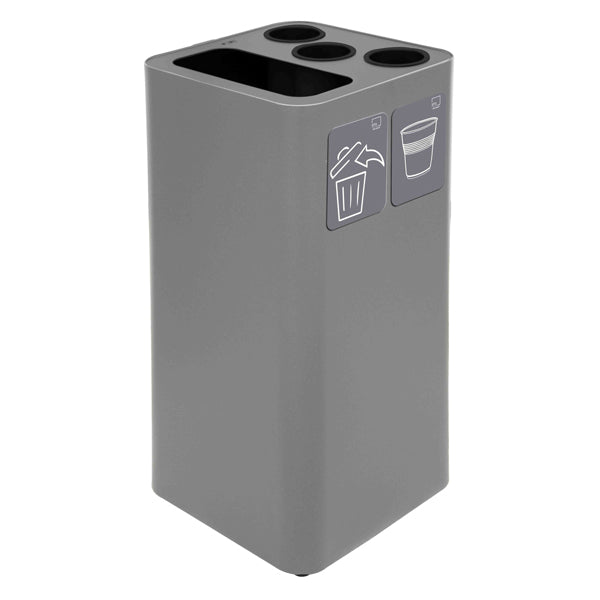 Contenitore per raccolta differenziata - con divisiorio bicchieri - 50 L - grigio - Stilcasa