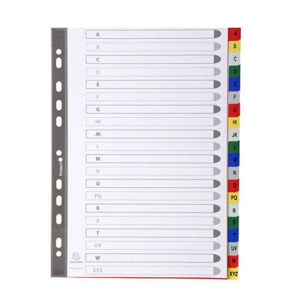 Separatore alfabetico A/Z - colori assortiti 160 gr - tasti colorati - A4 - Exacompta