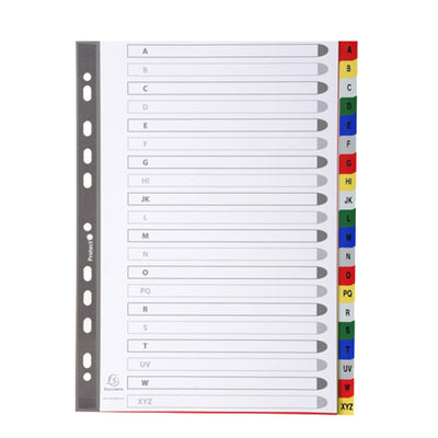 Separatore alfabetico A/Z - colori assortiti 160 gr - tasti colorati - A4 - Exacompta