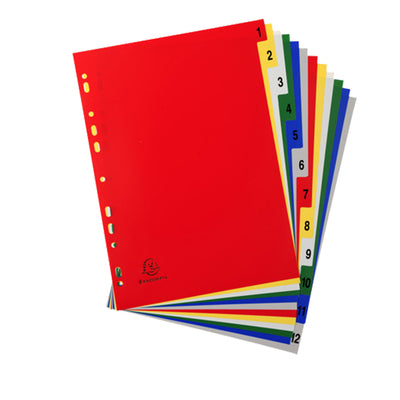 Divisori Numerici - 1-12 - PP opaco - A4 - colori assortiti - Exacompta