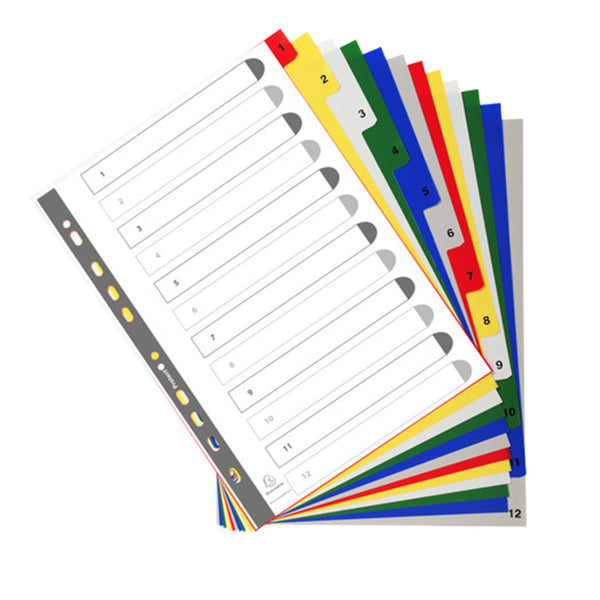 Divisori Numerici - 1-12 - PP opaco - A4 - colori assortiti - Exacompta