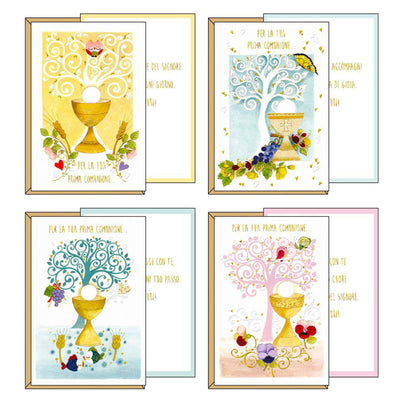Biglietto auguri Comunione - 11,7 x 17 cm - 4 soggetti assortiti - Kartos