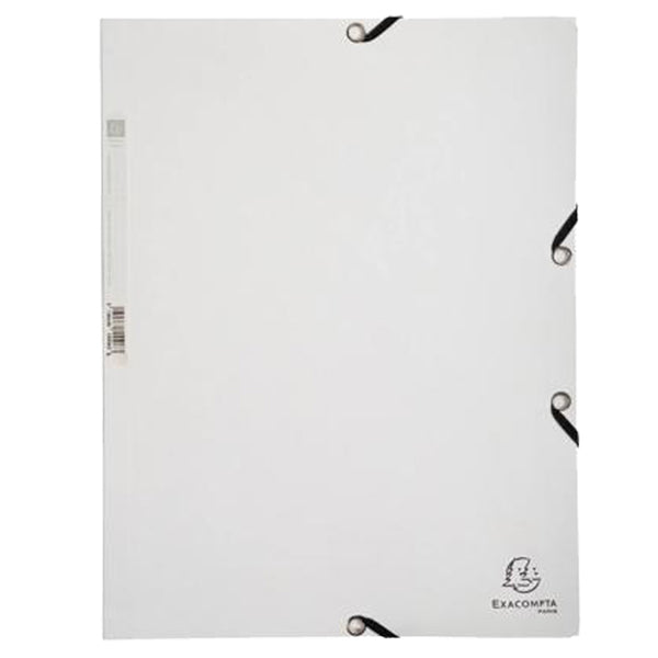 Cartella 3 lembi - con elastici - A4 - cartoncino lustré - 400g/mq - bianco - Exacompta