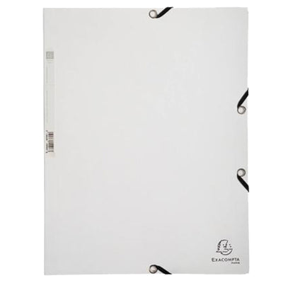 Cartella 3 lembi - con elastici - A4 - cartoncino lustré - 400g/mq - bianco - Exacompta