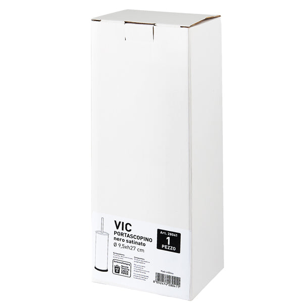 Portascopino Vic - diametro 9,5 cm - altezza 27 cm - acciaio inox - nero satinato - Perfetto