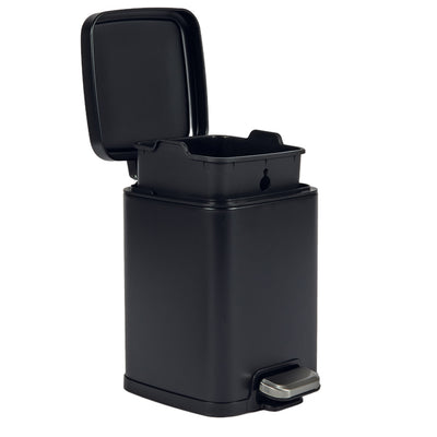Bidone Pico - con pedale e vaschetta - 4 L - nero satinato - Perfetto