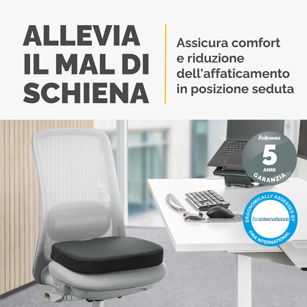 Cuscino Breyta Comfort - 6 x 43 x 43 cm - in tessuto - nero - Fellowes