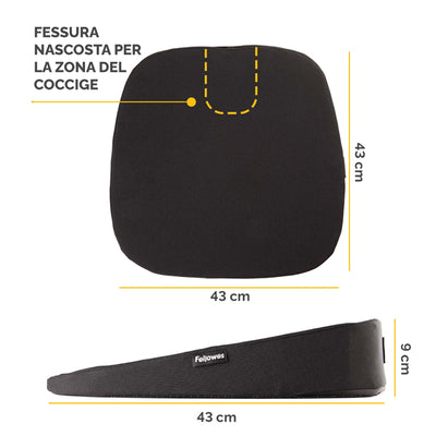 Cuscino Breyta Inclinato - 9 x 43 x 43 cm - in tessuto - nero - Fellowes