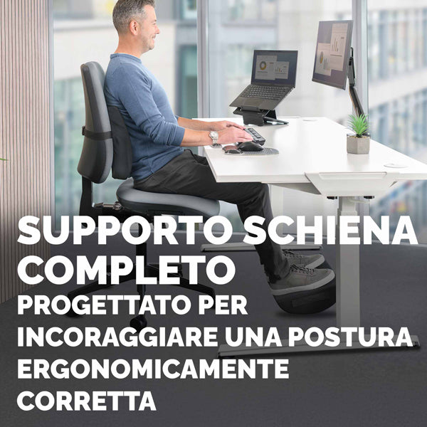Cuscino Lombare Confort Breyta - 33 x 38 x 9 cm - in tessuto - nero - Fellowes
