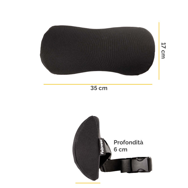 Cuscino Lombare Breyta - 17 x 35 x 6 cm - in tessuto - nero - Fellowes