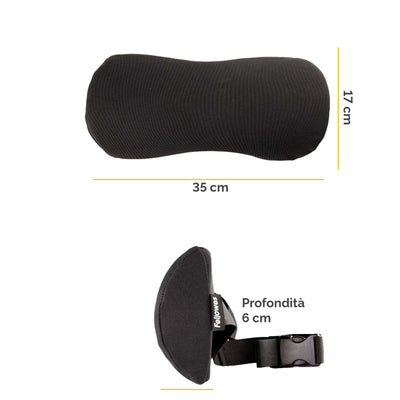 Cuscino Lombare Breyta - 17 x 35 x 6 cm - in tessuto - nero - Fellowes