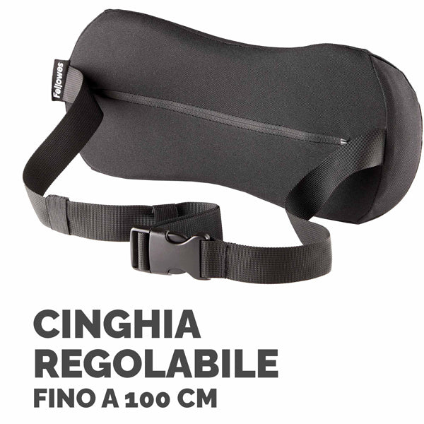 Cuscino Lombare Breyta - 17 x 35 x 6 cm - in tessuto - nero - Fellowes