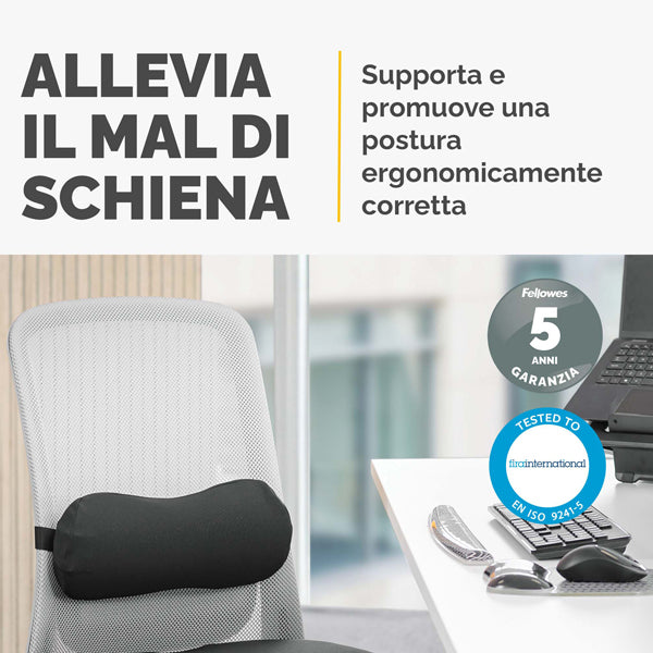 Cuscino Lombare Breyta - 17 x 35 x 6 cm - in tessuto - nero - Fellowes