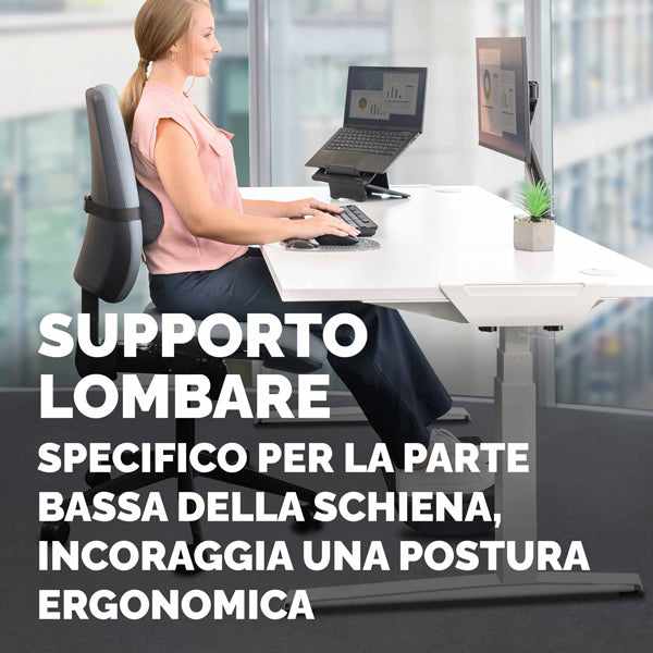 Cuscino Lombare Breyta - 17 x 35 x 6 cm - in tessuto - nero - Fellowes