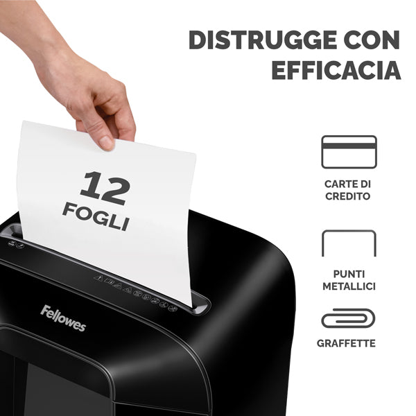 Distruggidocumenti LX85 - a frammenti - nero - Fellowes