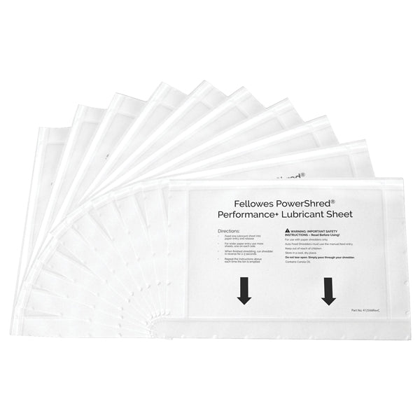 Foglio lubrificante Performance - per distruggidocumenti - Fellowes - conf. 10 pezzi