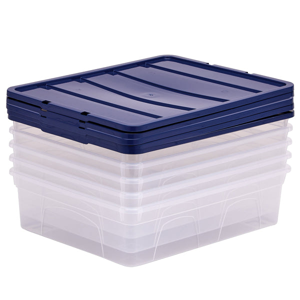Contenitore multiuso Bankers Box - 32 x 40 x 11 cm - 12 L - PP - con coperchio blu - trasparente - Fellowes
