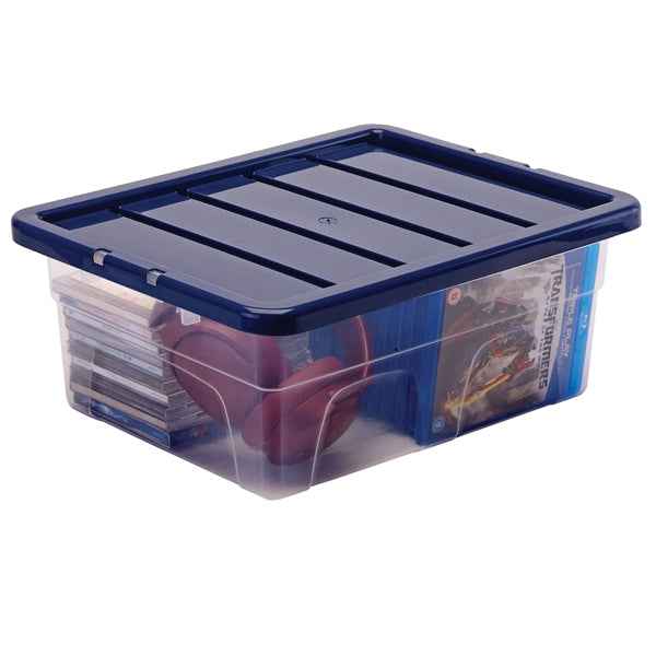 Contenitore multiuso Bankers Box - 32 x 40 x 17 cm - 15 L - PP - con coperchio blu - trasparente - Fellowes