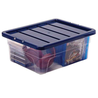 Contenitore multiuso Bankers Box - 32 x 40 x 17 cm - 15 L - PP - con coperchio blu - trasparente - Fellowes