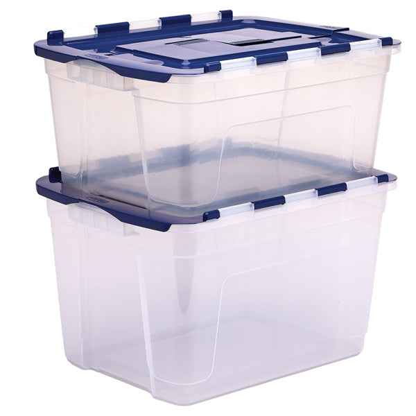 Contenitore multiuso Bankers Box - 43 x 59 x 35 cm - 55 L - PP - con coperchio a cerniera blu - trasparente - Fellowes