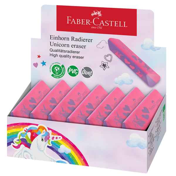 Gomma triangolare unicorno - colori assortiti - Faber Castell - expo 15 pezzi