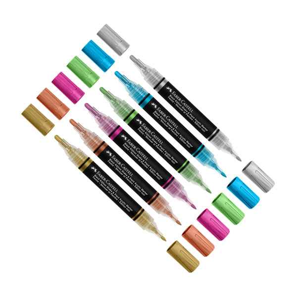 Marcatori Shake&Paint - colori assoriti metallic - Faber-Castell - conf. 6 pz