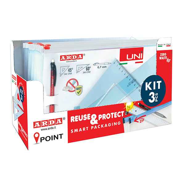 Serie UNI - coppia squadre 30 cm + portamine 0,7mm - Arda