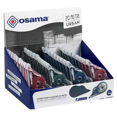 Correttore a nastro 20 Metri - 5 mm x 20 m - involucro colori assortiti Urban - Osama - conf. 36 pezzi
