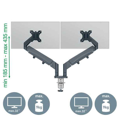 Braccio salvaspazio - per 2 monitor - grigio scuro - Leitz