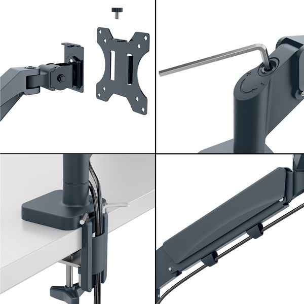 Braccio salvaspazio - per 2 monitor - grigio scuro - Leitz