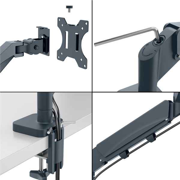 Braccio salvaspazio  - per 2 monitor & laptop - grigio scuro - Leitz