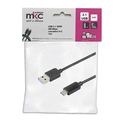 Cavo USB - 2.0 A/C - 100W - 480Mbps - 1 mt - MKC Melchioni