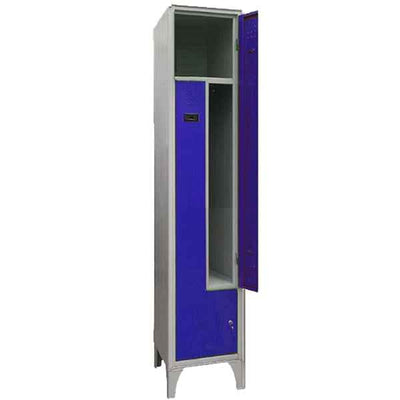 Armadio spogliatoio in metallo salvaspazio - a 2 ante a L - 40 x 50 x 195 cm - grigio/blu - Fasma