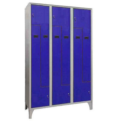 Armadio spogliatoio in metallo salvaspazio - a 6 ante a L - 120 x 50 x 195 cm - grigio/blu - Fasma