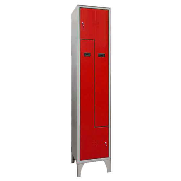 Armadio spogliatoio in metallo salvaspazio - a 2 ante a L - 40 x 50 x 195 cm - grigio/rosso - Fasma