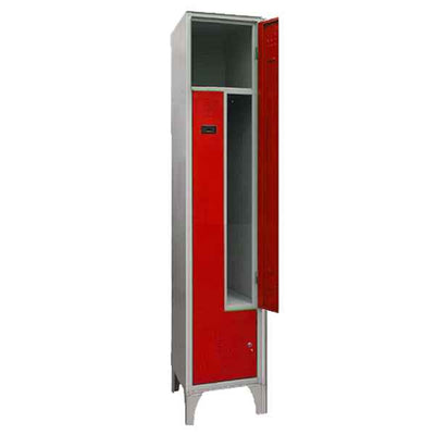 Armadio spogliatoio in metallo salvaspazio - a 2 ante a L - 40 x 50 x 195 cm - grigio/rosso - Fasma